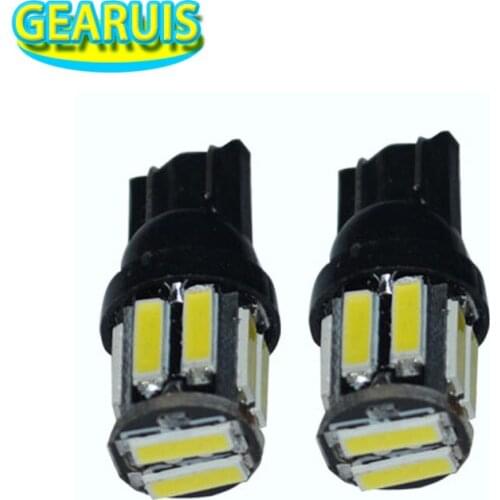 10pcs Car LED T10 10 SMD 7020 LED 194 168 501 10 Led 7014 Instrument Lamps Auto Door Indicator Lights Super Bright White DC 12V