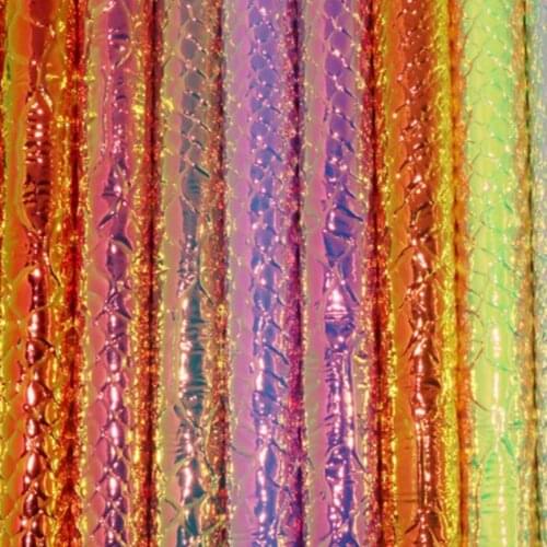 10 yards*137cm roll Crocodile metallic leather Rainbow synthetic leather Shoe holographic materials PU fabric wholesale