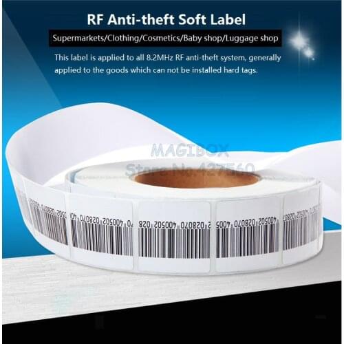 1000pcs/roll 8.2MHz RF Soft Label , Security Anti-theft Tags ,RF Barcode Stickers ,EAS system