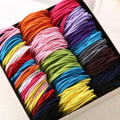 15 pcs/lot Colorful Rubber Bands Solid Headband Hair ties Gum Ponytail Holders For Women Girl White Black Red Elastic Hair Bands