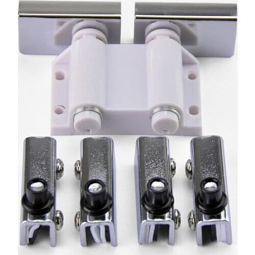 Brand New 10PCS Metal Glass Door Pivot Hinges Glass Cabinet Clamps Install Up & Down + Door Catches For 3~5mm Glass