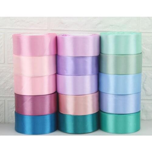 Wedding Birthday Party Decorative Satin Ribbons White Black Blue Pink Purple Green Red Orange Yellow Silk Satin Ribbons 22Meters