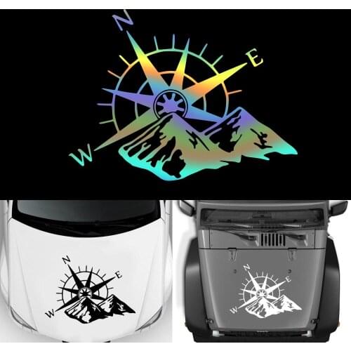 DS102 Car Sticker Adventure Compass Mountains Sticker Large Decal Camper Van PVC Motorhome Wall Art Vinyl Exterior Accessories