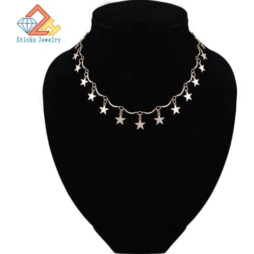 Gold Color Chain Tiny Star Choker Necklace for Women Bijou Necklaces Pendants Simple Boho Chokers