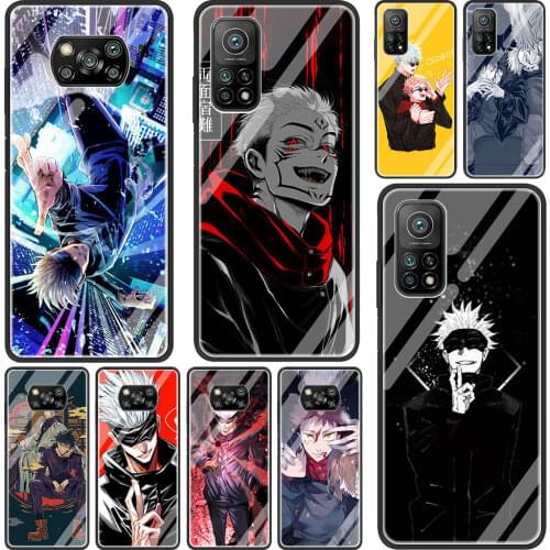 Anime Jujutsu Kaisen Cover Case for Xiaomi Mi Poco X3 NFC Note 10 Lite 9T 10T Pro CC9E 10S Tempered Glass Soft Edge Shell