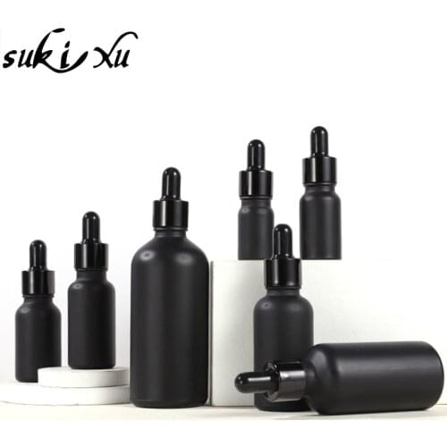 10PCS/LOT Black Glass Bottle Light-Resistant Metal Cap Dropper PeppiteRefill Essence Basic Massage Herbal Face Body Oil Perfume