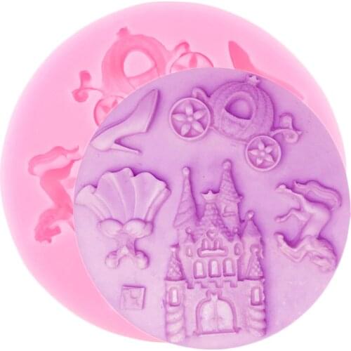DIY Fairy Princess Dress Castle Shoes Horse Pumpkin Car Silicone Mold Fondant Cake Decorating Tools Candy Clay Chocolate Moulds