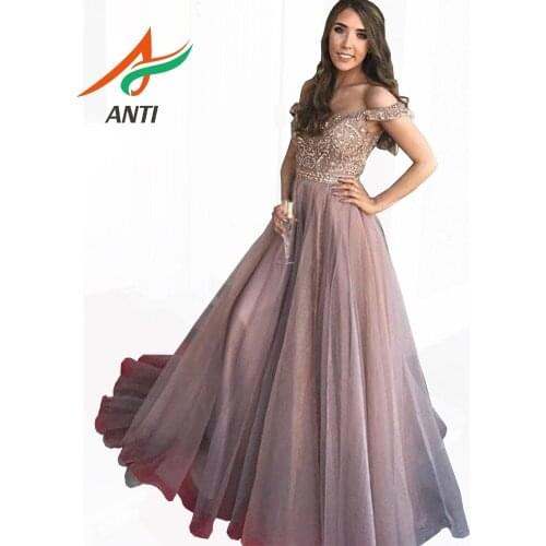 ANTI Real Photo A-Line Long Evening Dress Spaghetti Strap Illusion Hand Work Beaded Crystal Pearls Fashion Robe De Soiree Custom