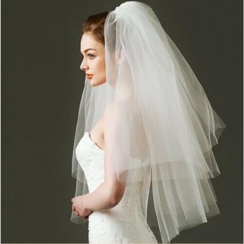 2 Layers Fluffy Tulle Bridal Veil Short * Elbow Length Wedding Veil with Comb wedding accessories black bridal veil