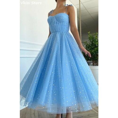 Tulle Cocktail Dress A-line Spaghetti Strap Backless Sweetheart Neck Sequin For Formal Evening Party Dress вечернее платье