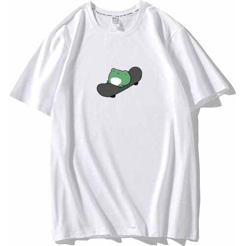 Oversized Graphic Tee Cute Kawaii Frog Black Short Sleeve Streetwear Harajuku Top Women Men T Shirt Short Sleeve Summer Top