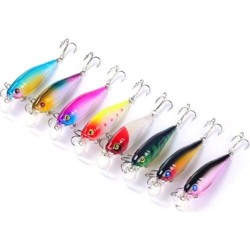 Artificial Hard Baits Minnow Fish Lures8 Colors Fishing Lure Crank bait Wobbers Lure Bait 8.5cm/12.5g 6# With Sharp Hook