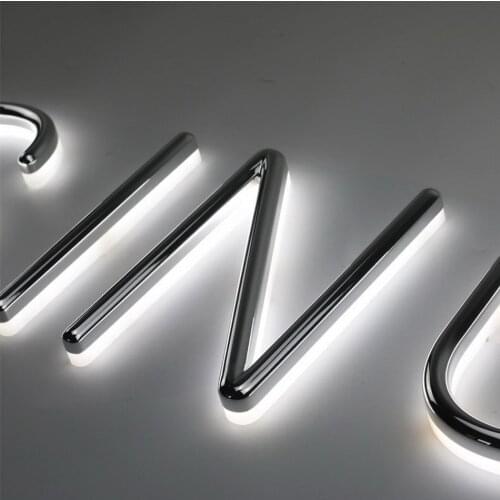 Outdoor durable Vacuum coating silver acrylic shop front halo lit letter sign