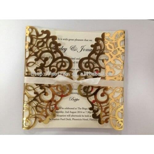 Laser cut luxury wedding invitation cards,swirl invitation card,gold wedding invitation
