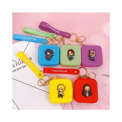 LISM Kimetsu no Yaiba Anime Coin Purse Cartoon Storage Bag Wallet Card Key Bags Birthday Gifts