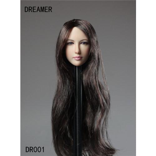 1/6 Scale Long Hair Straight Asian Beauty Female Head Carving Action Figures Models Accessories Suitable for 12 In Womens Body