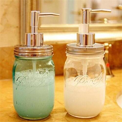 Metal Mason Jar Soap Dispenser Lids Pump Dispenser Anti-leak Silicone Seal Dispensador Lid Bathroom Shampoo Liquid Bottles Pumps