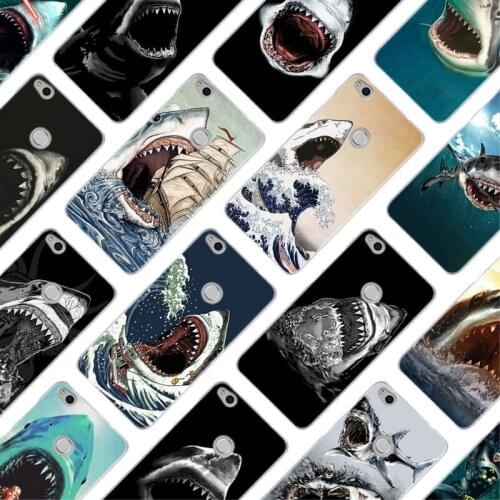 MLLSE Hungry Shark Fashion Hard Case Cover for Huawei NOVA 3 3i 4 Honor V20 8X 8A 7A Pro 7X 7C 7S 8 9 10 Lite Play Cover Hot