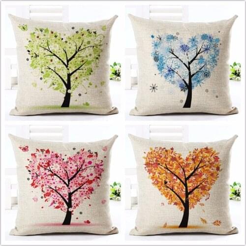 Fashion Style 45*45cm Square Home Decorative Pillow Heart tree Printed Throw Pillows Car Home Decor Cushion Cover Cojines