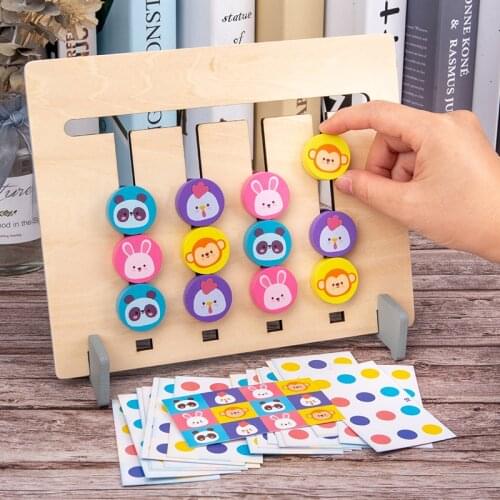 Montessori Toy Colors and Animal Double Sided Matching Game Logical Reasoning Training Kids Educational Toys Children Wooden Toy