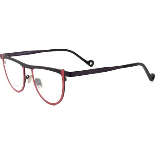 Men Women Round Two-Toned Pure Beta Titanium Lightweight Fashion Unique Retro Prescription Unisex Eyeglass Frames Red JDA3225