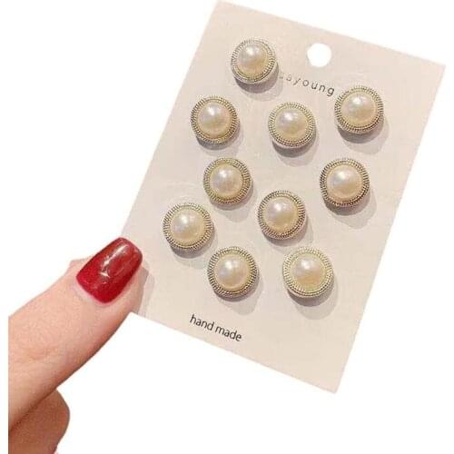 Brooch Set Imitation Pearl Rhinestones Pin Coat Clothes Accessories Buttons Cover Up Button Pin Prevent Exposure Decoration