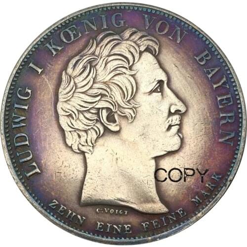 German States Bavaria Ludwig I Family Taler 1828 Cupronickel Plated Silver Copy Coins
