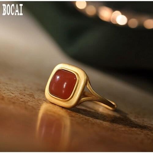 New 100% S925 pure silver jewelry inlaid natural red stone ring for woman elegant temperament ladies silver ring womans ring