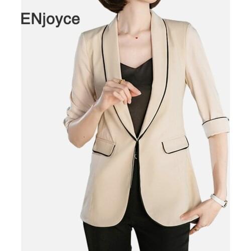 Fashion Women Korean Style Suits Half Sleeve Blazer Office Ladies Interview Business Work Wear Plus Size 4XL 2020 Summer Fall