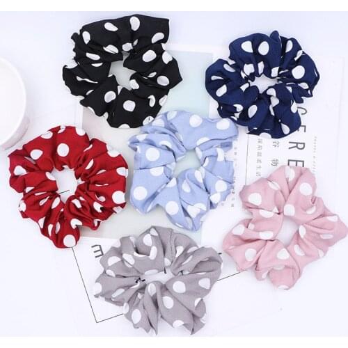 2pcs 10 Colors Hot Sale White Dot Fresh Mesh Grid Print Hair Band Headwear Hair Ring Hair Bows Scrunchies Set Hair Accessories