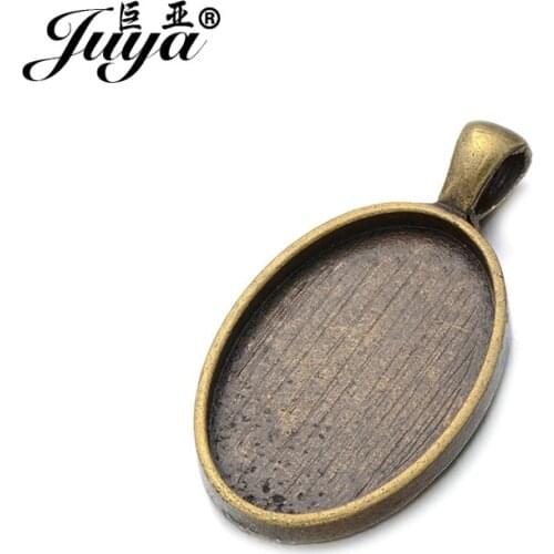 JUYA Cabochons Bases Frame Setting Jewelry Findings 4pcs/lot 20x30mm Oval Zinc Alloy Flatback Base Setting Cabochon AD0070