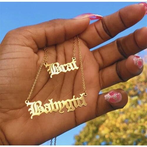 Noelia Personlized Name Chain Pendant Necklace Custom Old English Nameplate Stainless Steel Necklace for Women Jewelry Gift