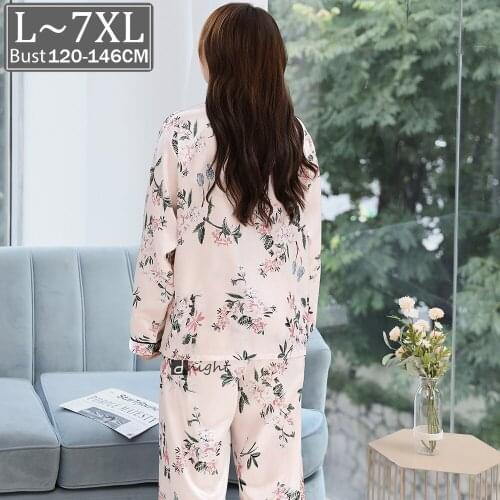 7XL Super Plus Size Women Satin Silk Nightgown Pajamas Nightie Wear Home Clothes Long Sleepwear Loungewear Pijama Mujer Pyjama