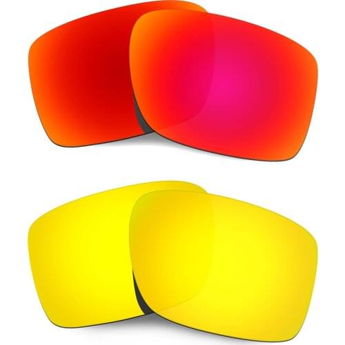 HKUCO For Double Edge Sunglasses Polarized Replacement Lenses - Red&Gold 2 Pairs
