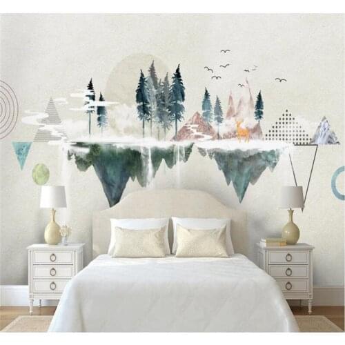 Professional custom wallpaper modern minimalistic personality geometric abstract landscape TV background wall