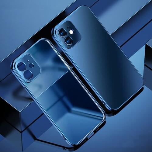 Plating Clear Case for iPhone 12 Pro 11 Pro Max Mini X XR XS Max 7 8 Plus SE 2020 Luxury Square Frame TPU Soft Transparent Cover