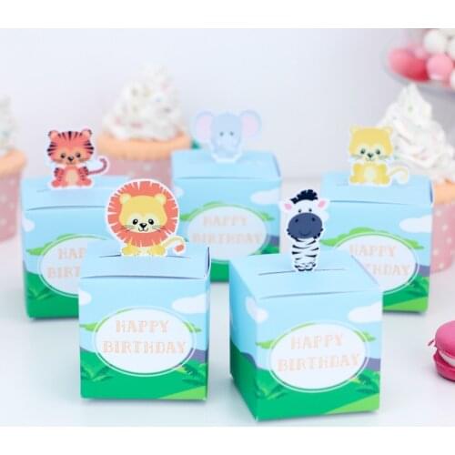 Safari Decoration Animal Gift Boxes for Candy Goodies Jungle Birthday Party Gift Boxes for Candy Treat Box Happy Favor Baby