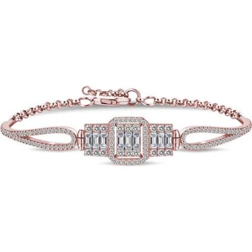 Silverlina Silver Rose Baguette Ladies Bracelet