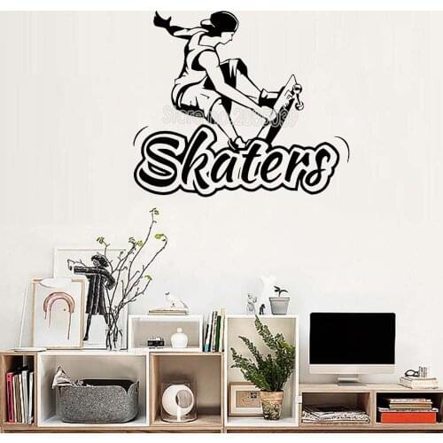 Skaters Quote Text Wall Sticker Skateboard Boy Decal Livingroom Sofa Background Decor Mural Teenager Sport Room Wall Decal LC164