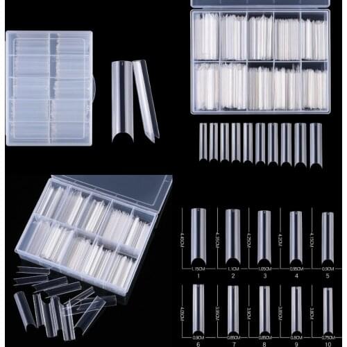 Full Cover Sculpted Extra Long C Curve Nail Tips With Box Clear Straight Square Fake Nail Tips For Home Diy And Nail Salons