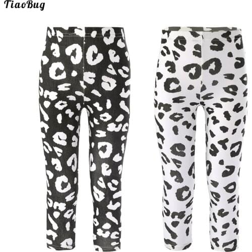 TiaoBug Kids Girls Cotton Summer Stretchy Pants Elastic Waistband Spots Print Slim Fit Pants Trousers Dance Gym Leggings