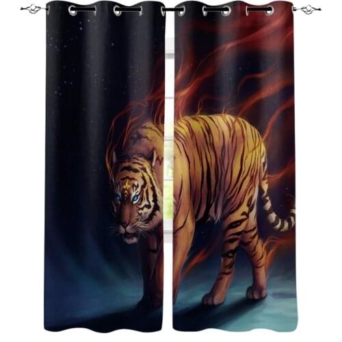 Tiger Animal Window Interior Curtain Valance Door Room Drape for Kitchen Living Room Bedroom Decoration Curtains