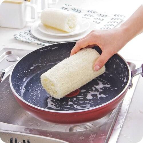 Natural Loofah Dishwashing Cloth Scrub Pad Dish Bowl Pot Easy To Clean Scrubber Sponge Kitchen Clean Brushes Scrub Pad
