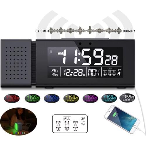 TS-P30 Night Light Alarm Clock IR Human Body Sense Snooze Clock Color LED Changing Digital Table FM Radio Thermometer Hygrometer