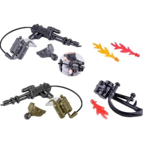 Military Figures Weapons Accessories Building Block Flamethrower Army Anti-chemical Soldiers Parts Bricks Mini Model Toys C250