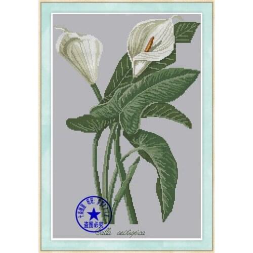High Quality Lovely Counted Cross Stitch Kit Calla Lily Lilies White Flower Bouquet