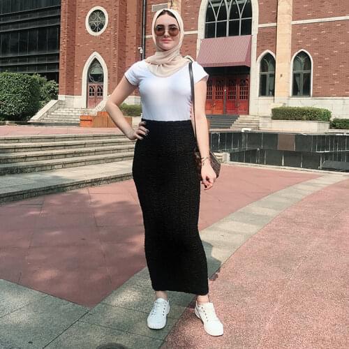 Faldas Mujer Moda Muslim Knitted High Waist Maxi Pencil Long Skirt Jupe Longue Femme Skirts Womens Clothing Jupe Crayon Femme