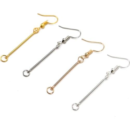20pcs/lot Metal Iron Gold Silver Color Earring Hooks Wire Craft Drop Dangle Earring Diy Findings For Jewelry Making Accessories