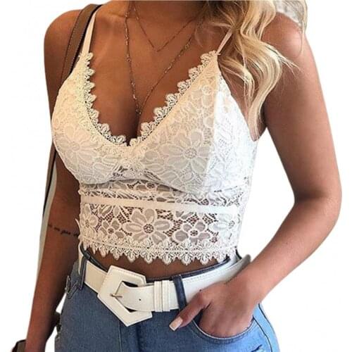 Women Women V Neck Triangle Cup Lace Camisole Bralette Wireless Bra Brassiere