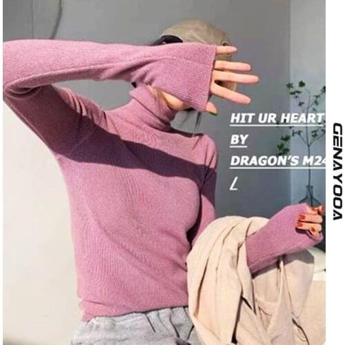 Genayooa Turtleneck Sweater Women Long Sleeve Spring Autumn 2021 Basic Solid Slim Ladies Pullover Jumper Korean 9 Candy Colors